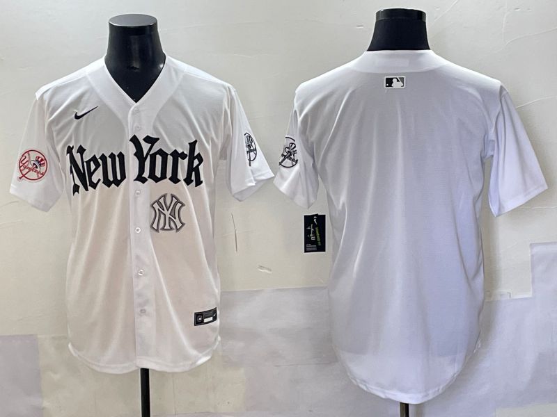 Men 2025 New York Yankees Blank White Five generations Joint Name Nike MLB Jersey style 110